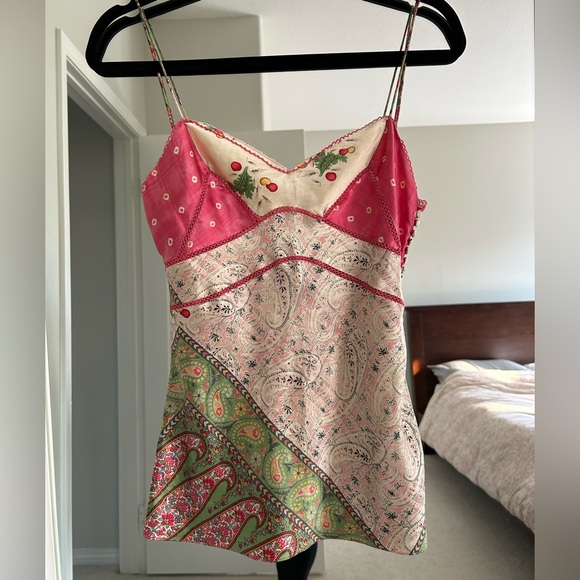 Dior Galliano Pink and Green Paisley Camisole - Picture 1 of 7